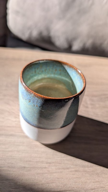 tasse triple émail sans anse tournée en grès